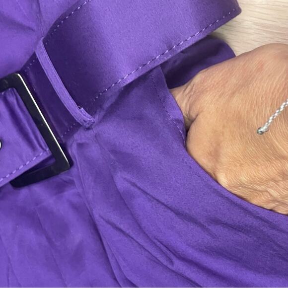 New York & Company dress purple strapless belted pockets lightweight colorful - Picture 6 of 6